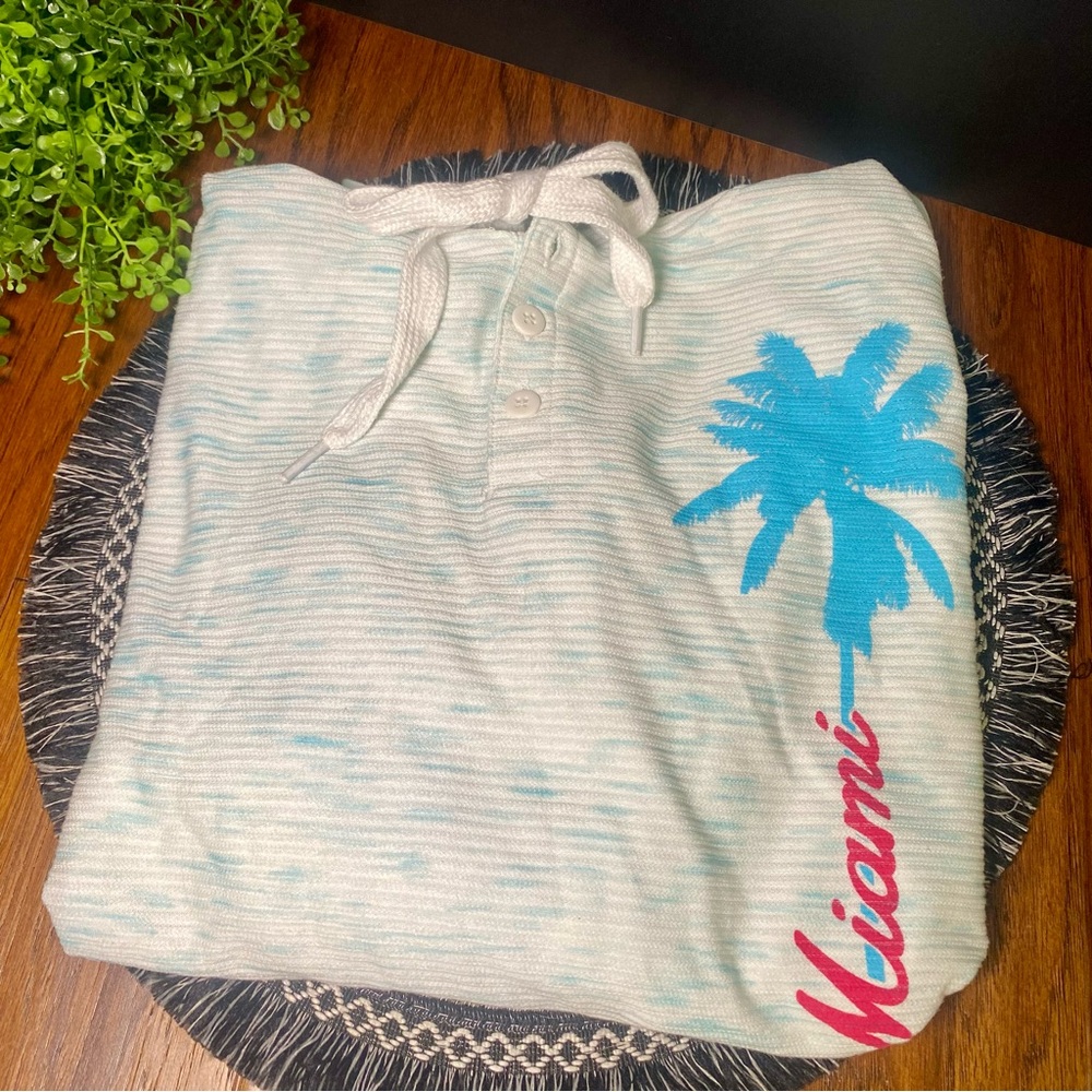 Women's Turquoise‎ Palm Tree Hoodie With The Hot Pink Eye-catching Miami